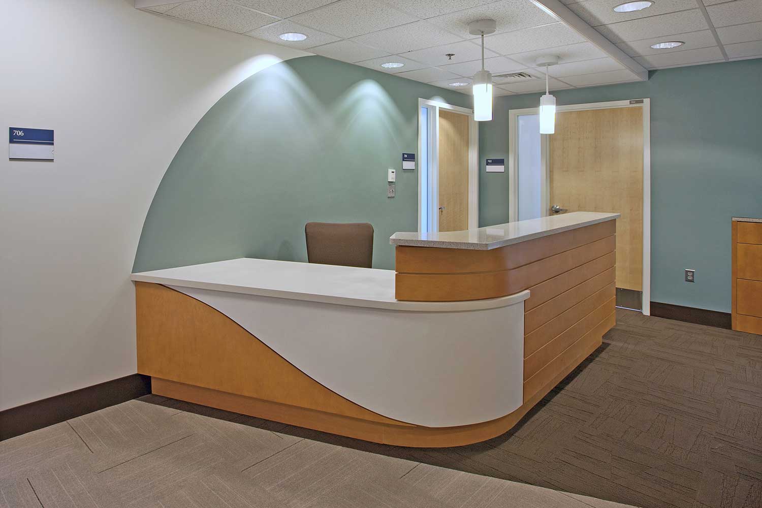 commercial office casework reception area and desk Commercial Casework and Cabinets