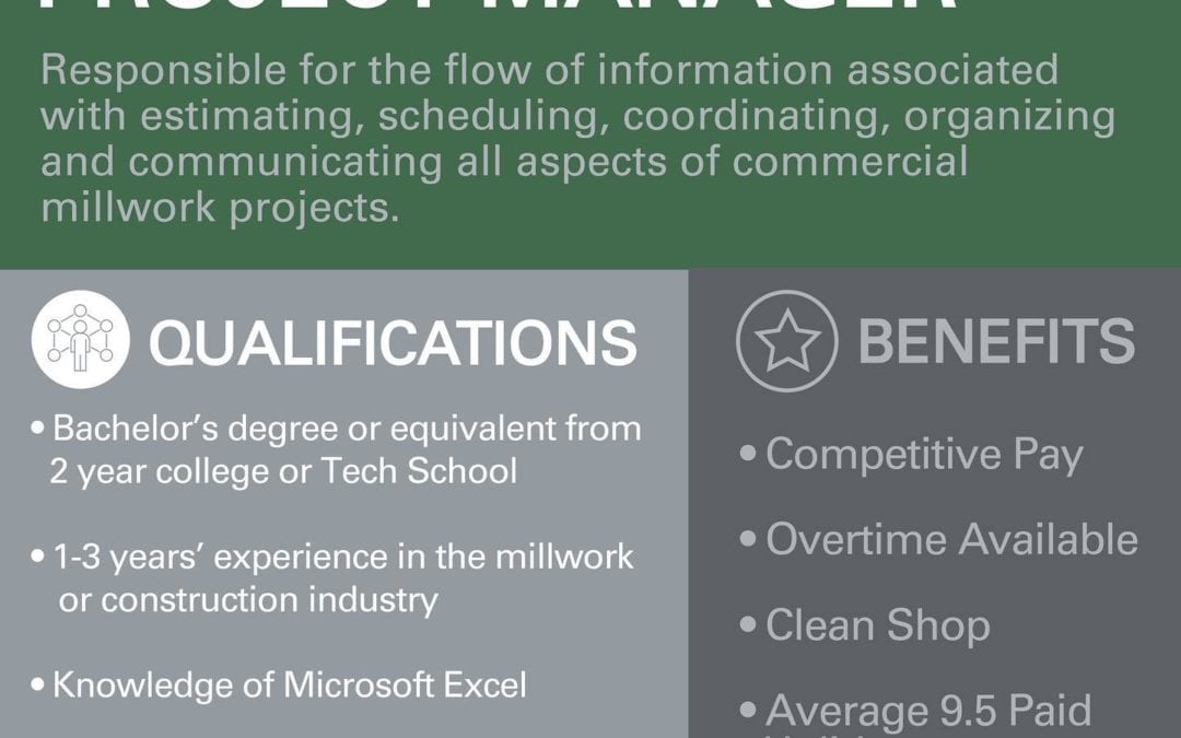 We’re hiring! New England Caseworks is looking for an Assistant Project Manager who’ll be responsible for the flow of information associated with all aspects of our commercial millwork projects. Learn more about this opportunity at https://newenglandcaseworks.com/job/assistant-project-manager/